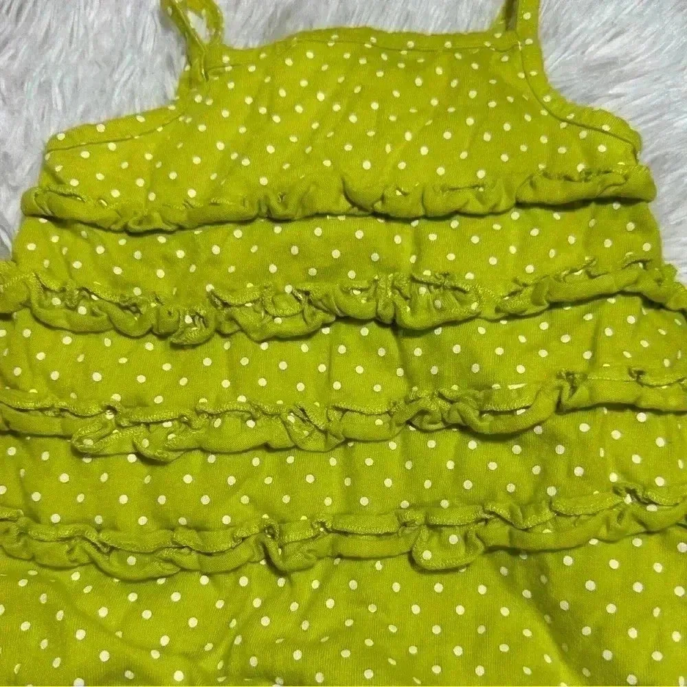 Carter's Baby Girl Lime Green Polka‎ Dot Ruffle Romper Outfit